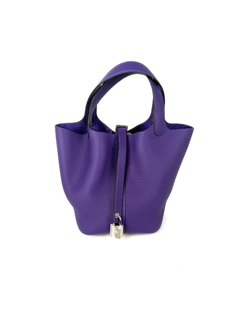 Authentic HERMES Picotin Lock 18 PM Purple Taurillon Clemence Satchel Top Handle - Picture 3 of 13